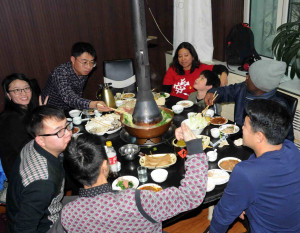 Delicious hotpot after collecting samples in -16ºC conditions in Inner Mongolia.